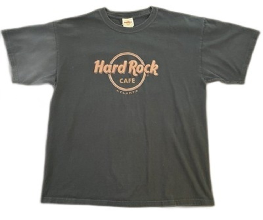 Vintage Hard Rock Cafe Atlanta Graphic T-Shirt Mens XL Dark Gray Faded Tee